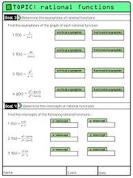 Rational Functions Worksheets Made By