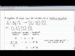 Of Equations Using Inverse Matrices