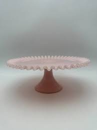 Fenton Pink Silver Crest Cake Plate