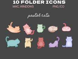 Cute Colourful Cat Folder Icons And