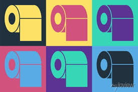 Pop Art Toilet Paper Roll Icon Isolated