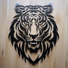 Metal Wood Tiger Head Wall Art
