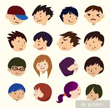 Wall Mural Cartoon Young People Face