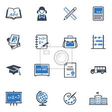 School And Education Icons Set 1 Blue