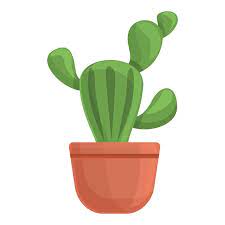 Office Cactus Pot Icon Cartoon
