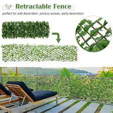 Costway 3pc Artificial Leaf Faux Ivy Privacy Fence Screen Expandable Retractable