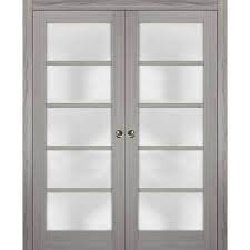 Quadro Frosted Glass Sliding Closet Doors Sartodoors Finish Gray Ash Size 60 X 84