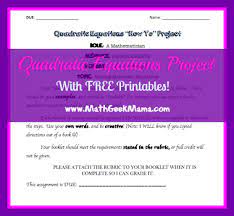 Quadratic Equations Project With Free