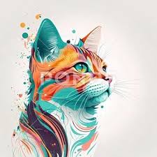 Colorful Cat Ilration Clip Art