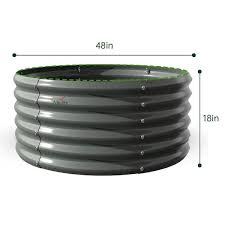 4 Pcs Gray Round 179 Gal Galvanized Steel Raised Garden Bed Above Ground For Vegetables Flowers 48 In L X 18 In H