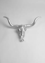 Silver Cow Skull The Greydon Resin Bull