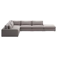Grey Upholstered Sectional With Ottoman