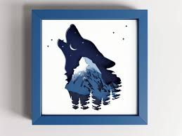 3d Wolf Mountain Shadow Box Nature