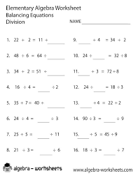 Division Elementary Algebra Worksheet