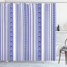 Striped Shower Curtain Nautical Anchor