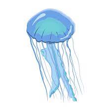 Blue Jellyfish Icon Flat Isolated