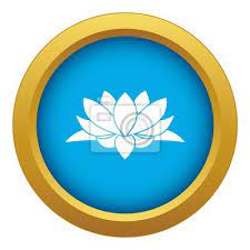 Lotus Flower Icon Blue Vector Isolated