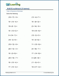 Add Subtract 3 4 Terms Worksheets