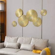 Set Of 6 Gold Metal Wall Art Living