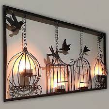 Birdcage Tea Light Wall Art Metal Wall