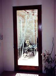 Bamboo Shoots Glass Front Door Asian