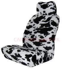 Front Furry Cow Print Car Seat Covers