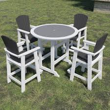 Hdpe Round Outdoor Dining Bar Set