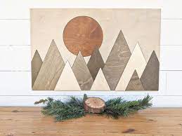 Abstract Mountain Wood Art Layered