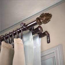 Emoh 13 16 Dia Adjustable 120 To 170 Triple Curtain Rod In Cocoa With Jace Finials