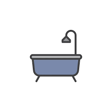 Bathtub And Shower Line Icon Stock