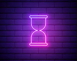 Glowing Neon Old Hourglass With Flowing