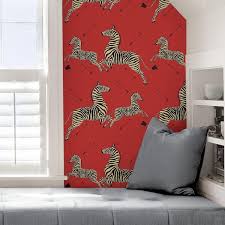 Scalamandre Scs3869 Masai Zebra Safari Self Adhesive Wallpaper Red