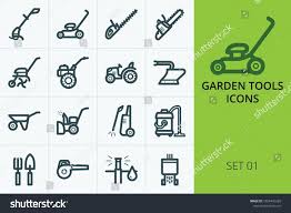 Garden Tools Icons Set Set Trimmer