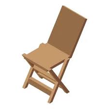 Folding Wood Chair Icon Isometric