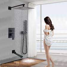 Matte Black Shower Faucet Set With