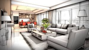 Living Room Conceptual Sketch In 3d