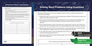 Solving Word Problems Using Equations
