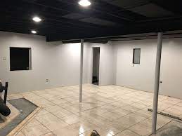 Exposed Black Dryfall Basement Ceiling