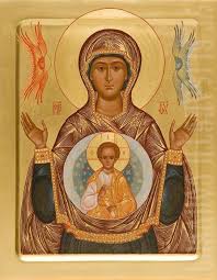 Painted Icon Of Theotokos Of The Sign