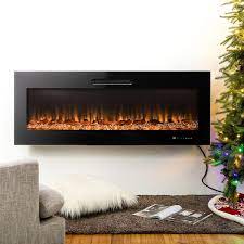 50 L Recessed Wall Mounted Electric Fireplace With 9 Color Flames