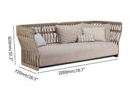 Wood Color Woven Rope Outdoor Sofa