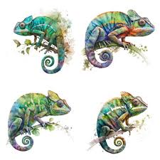 Chameleon Watercolor Digital S