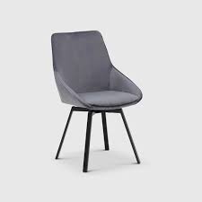 Beckton Grey Velvet Swivel Dining Chair