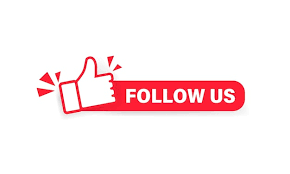 Follow Us Banner Label With Thumbs Up