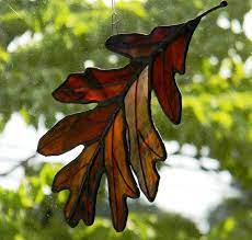 Oak Leaf Sun Catcher Autumn Red