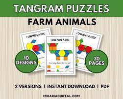 Farm Animal Pattern Block Mats Tangram