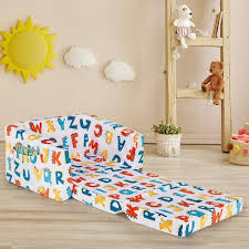 Topbuy 2 In 1 Convertible Kids Sofa Flip Open Couch W Sy Sponge Construction Velvet Fabric Multi Color