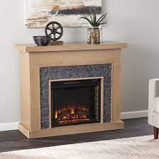 Sei Furniture Standlon Electric Fireplace With Faux Stone Surround