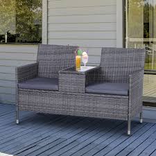 2 Seater Pe Rattan Outdoor Garden Bench