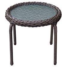 Outdoor Wicker End Table Brown
